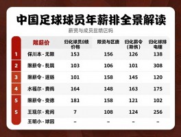 中国足球球员年薪排名全景解读：薪资与成绩匹配吗,限薪令影响几何,归化球员薪资如何