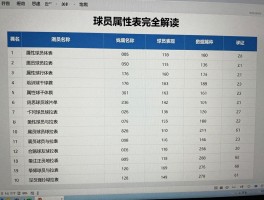球员属性表完全解读,属性分类有哪些,如何影响球员表现,数据库设计要注意什么