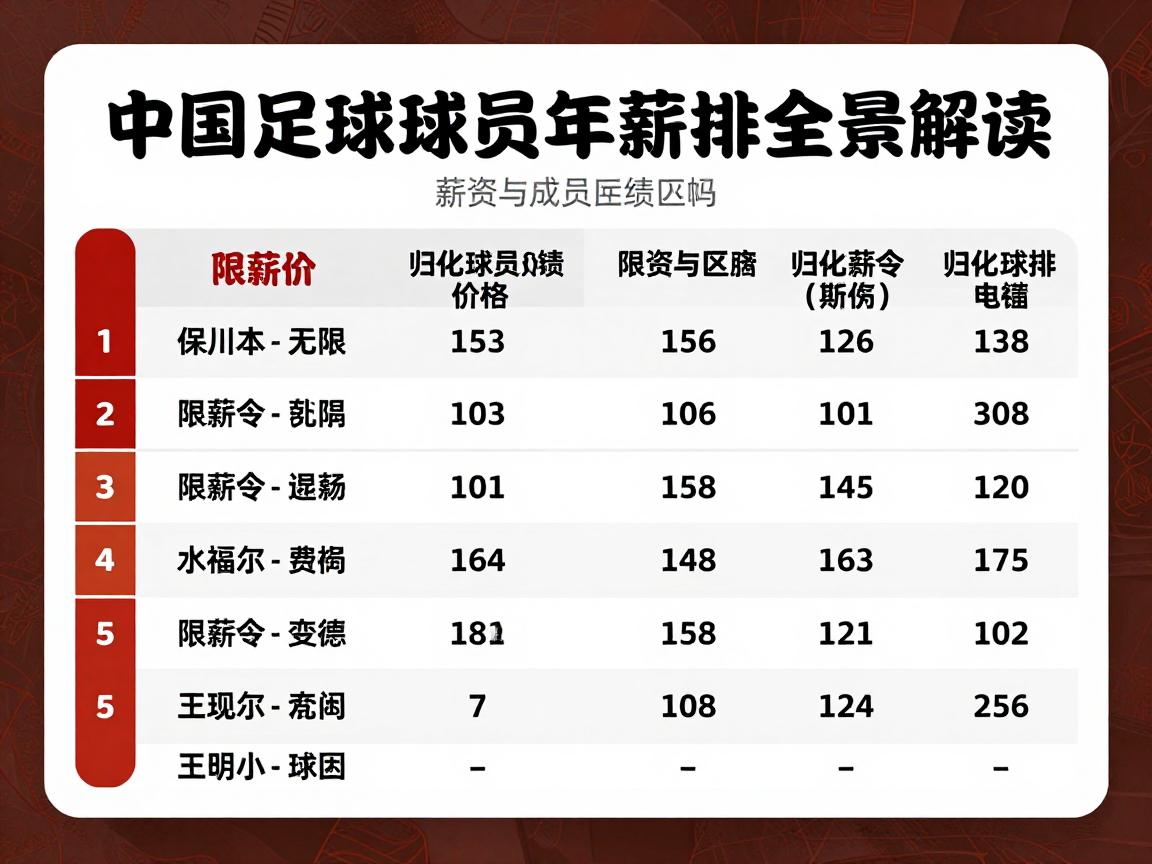 中国足球球员年薪排名全景解读:薪资与成绩匹配吗,限薪令影响几何,归化球员薪资如何 中国足球球员年薪排名全景解读:薪资与成绩匹配吗,限薪令影响几何,归化球员薪资如何
