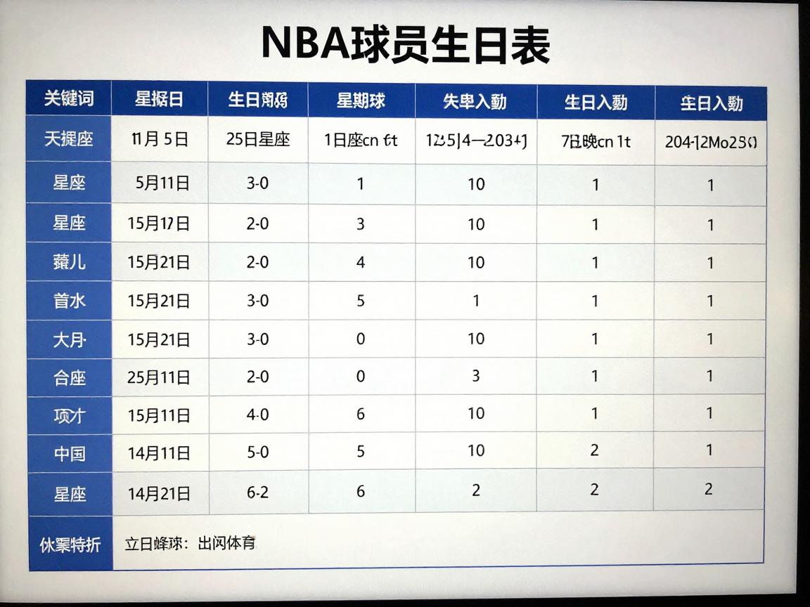 NBA球员生日表,同一天生日球星有哪些,星座与表现什么关系,如何查找生日信息 NBA球员生日表,同一天生日球星有哪些,星座与表现什么关系,如何查找生日信息