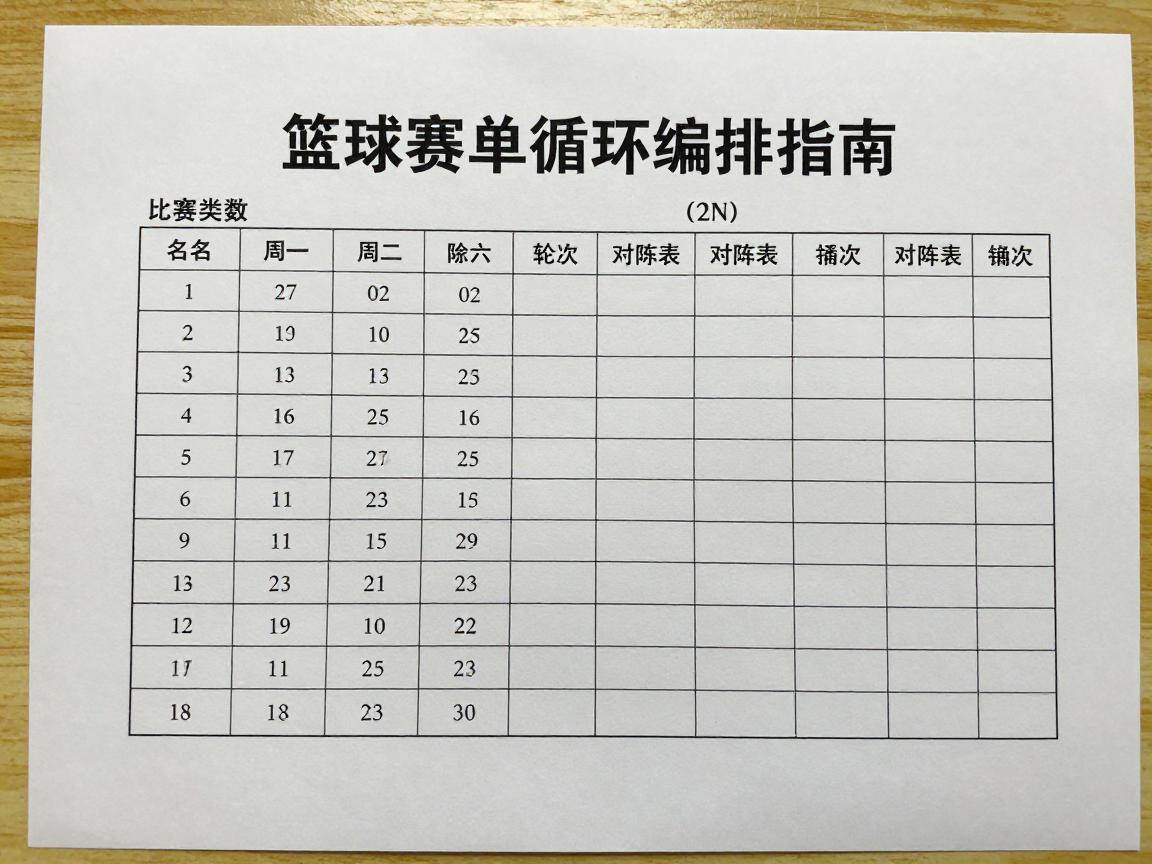 篮球赛单循环编排指南,比赛轮数如何计算,对阵表怎么制作,名次如何确定 篮球赛单循环编排指南,比赛轮数如何计算,对阵表怎么制作,名次如何确定