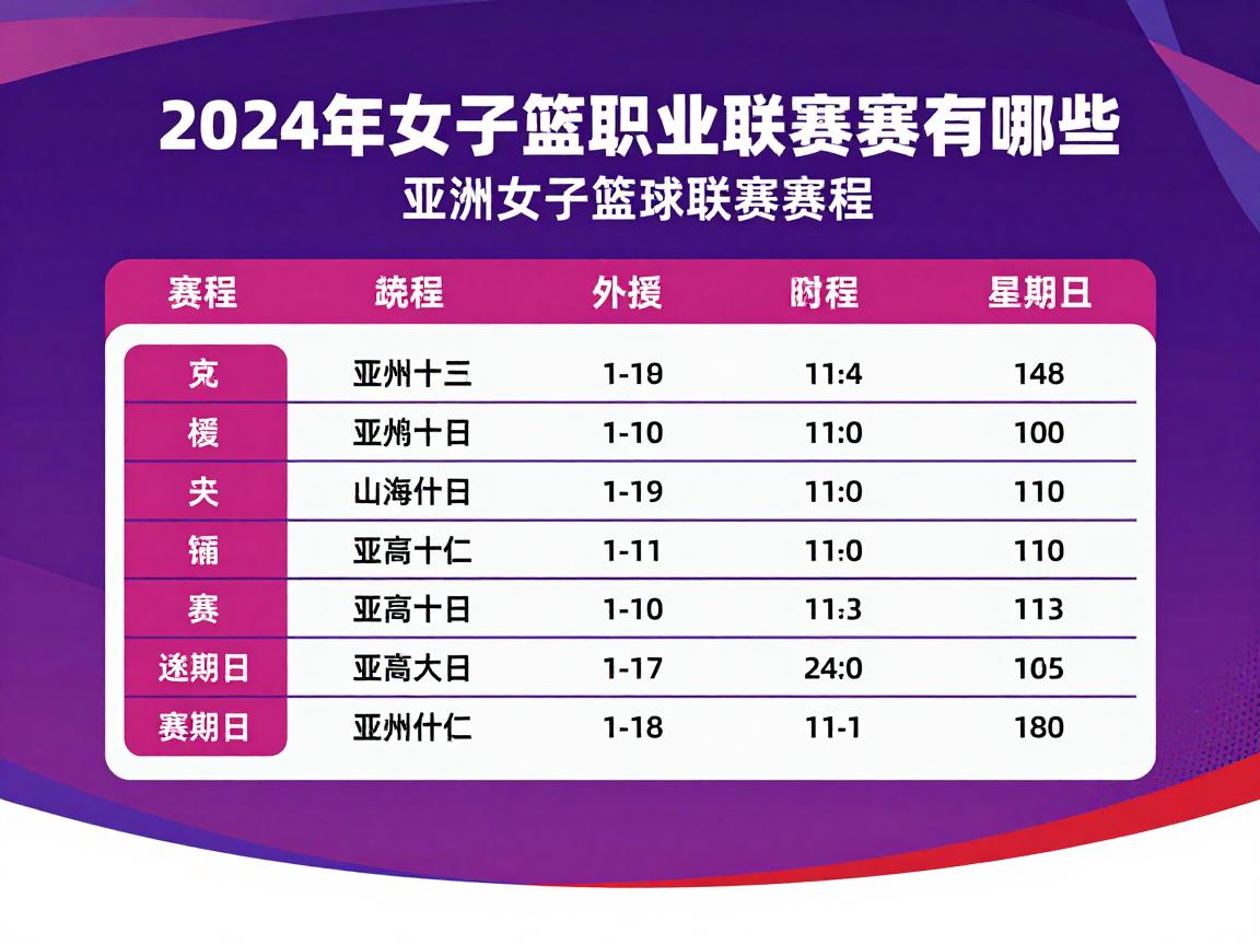 女子篮球职业联赛有哪些,亚洲女子篮球联赛赛程如何,女篮职业联赛外援政策是什么 女子篮球职业联赛有哪些,亚洲女子篮球联赛赛程如何,女篮职业联赛外援政策是什么